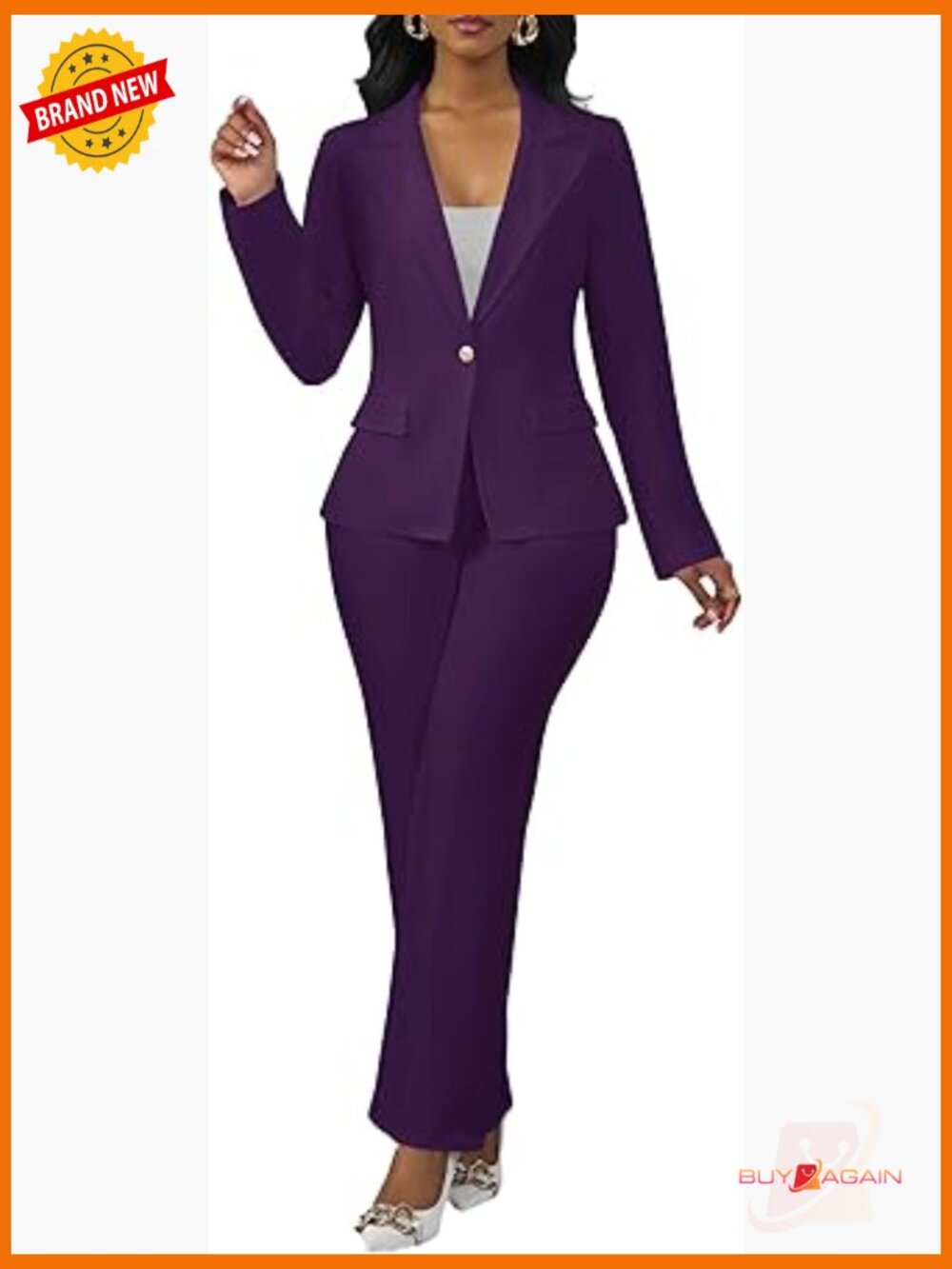 2 Piece Pant Suit Set Blazer Jacket Pencil Pants Work Business Casual